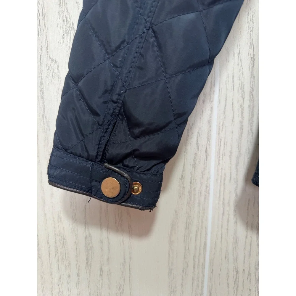 Kids Navy Blue Quilted Hooded Puffer Jacket Size L 12 Fall Jacket